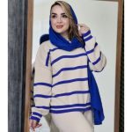 بلوز بافت راه راه یقه گرد - مانتو پاتریس رشت