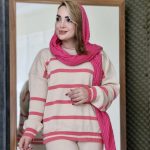 بلوز بافت راه راه یقه گرد - مانتو پاتریس رشت