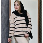 بلوز بافت راه راه یقه گرد - مانتو پاتریس رشت