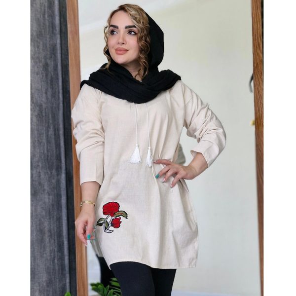 تونیک لینن گل قرمز - مانتو پاتریس رشت