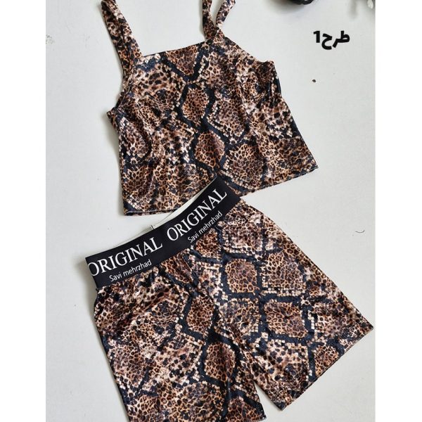 ست کراپ شورتک مخمل طرحدار - مانتو پاتریس رشت