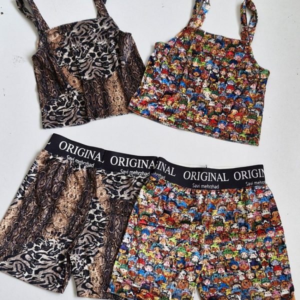 ست کراپ شورتک مخمل طرحدار - مانتو پاتریس رشت