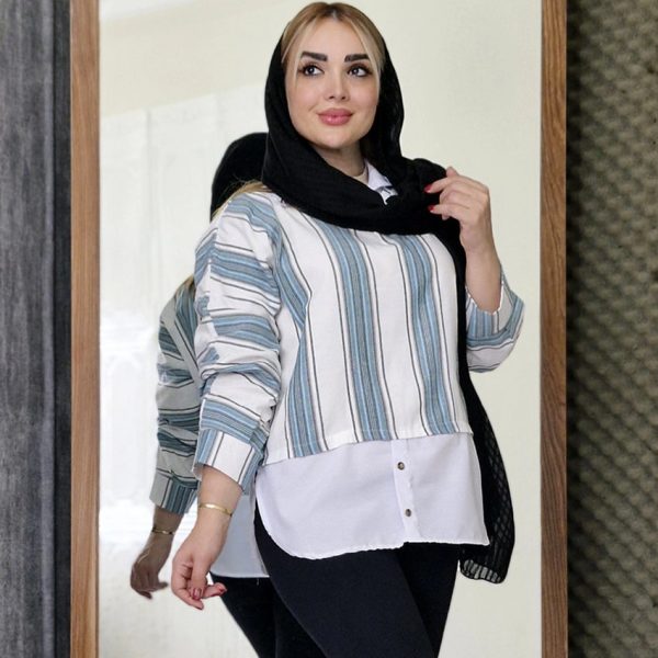 4060049-1-min شومیز ترکیبی راه راه - مانتو پاتریس رشت