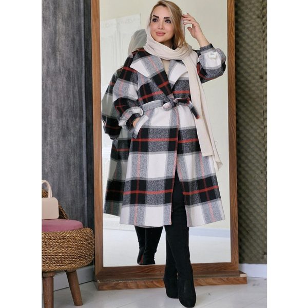 پالتو چهارخونه بلند فوتر - مانتو پاتریس رشت