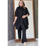 ست مانتو شلوار یقه شکاری