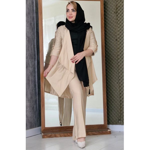 ست مانتو شلوار یقه شکاری