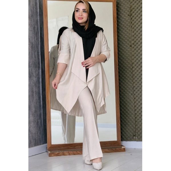 ست مانتو شلوار یقه شکاری