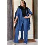 ست مانتو شلوار یقه شکاری