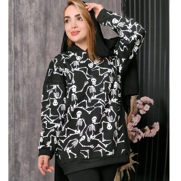 هودی تمام چاپ اسکلت - مانتو پاتریس رشت