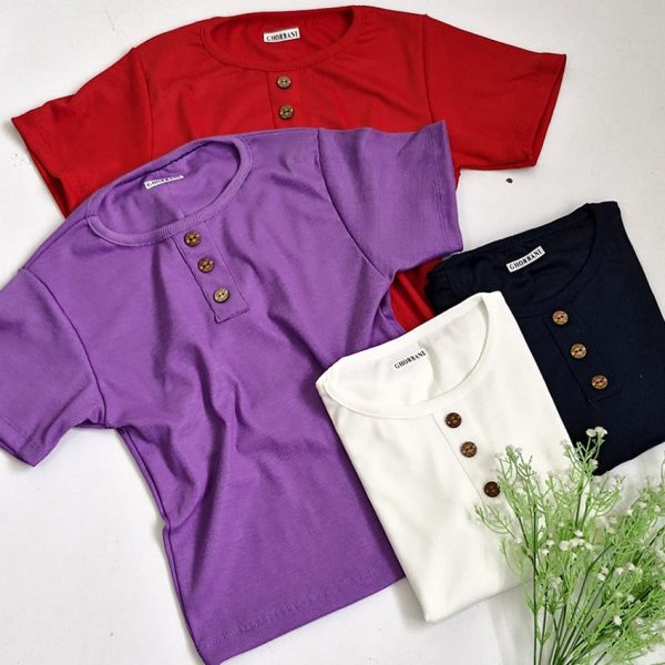 تیشرت فانریپ 3 دکمه چوبی - مانتو پاتریس رشت