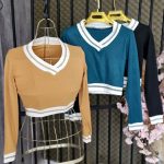 بلوز کراپ نوار سفید - مانتو پاتریس رشت