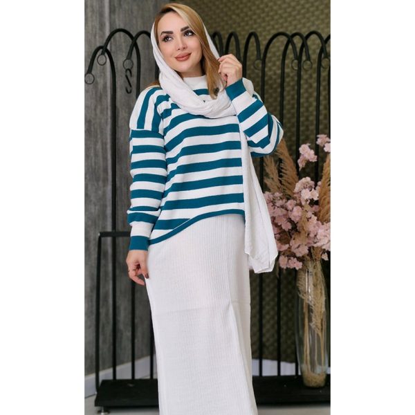 بلوز دامن بافت راه راه - مانتو پاتریس رشت