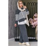 ست بافت یقه گرد راه راه - مانتو پاتریس رشت