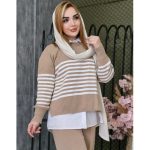 ست بافت یقه گرد راه راه - مانتو پاتریس رشت