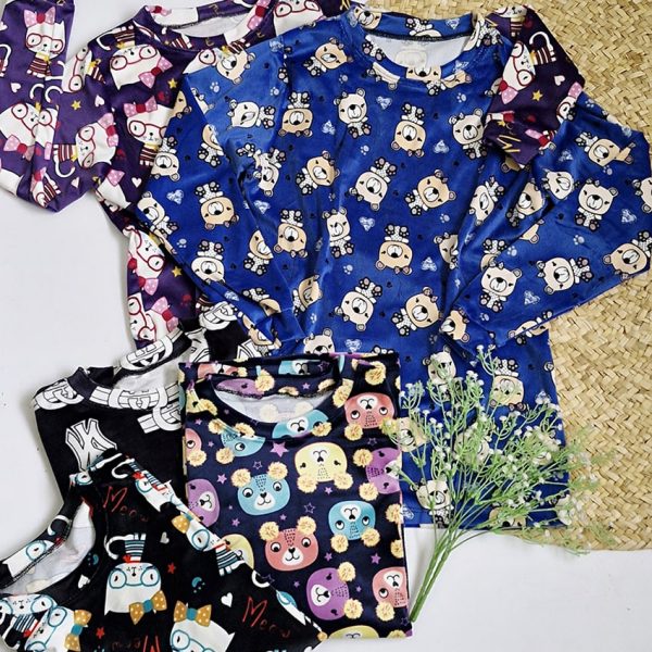 ست بلوز شلوار مخمل طرحدار - مانتو پاتریس رشت