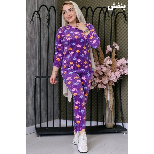ست بلوز شلوار مخمل طرحدار - مانتو پاتریس رشت