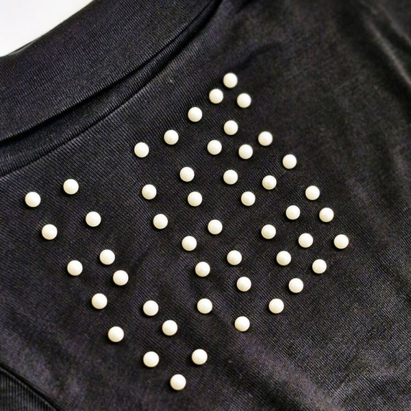 بلوز کراپ مشکی مرواریدی - مانتو پاتریس رشت