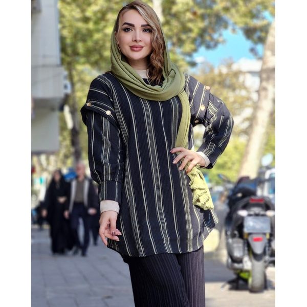 ست مانتو شلوار کراش طرحدار -