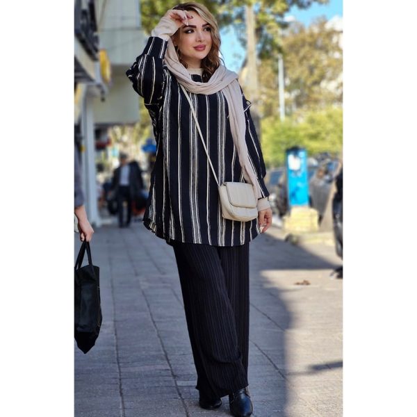 ست مانتو شلوار کراش طرحدار -