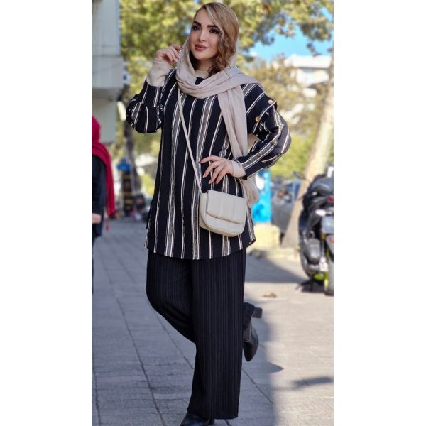 ست مانتو شلوار کراش طرحدار -