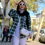مانتو چهارخونه دکمه فلزی - مانتو پاتریس رشت