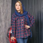 مانتو چهارخونه دکمه فلزی - مانتو پاتریس رشت