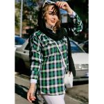 مانتو چهارخونه دکمه فلزی - مانتو پاتریس رشت