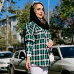مانتو چهارخونه دکمه فلزی - مانتو پاتریس رشت