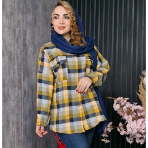 مانتو چهارخونه دکمه فلزی - مانتو پاتریس رشت