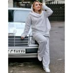 ست هودی شلوار ملانژ ساده