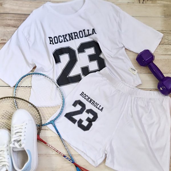 ست تیشرت شورتک سفید چاپی - مانتو پاتریس رشت