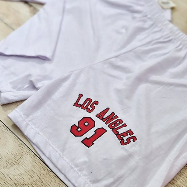 ست تیشرت شورتک سفید چاپی