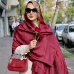 شال زرشکی ژاکارد - مانتو پاتریس رشت