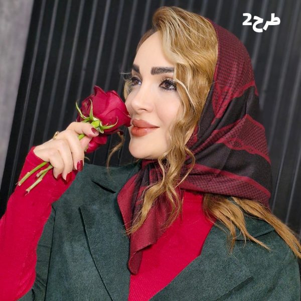 مینی اسکارف طرحدار زرشکی