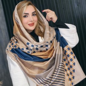 شال مخمل سرمه ای طرحدار