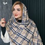 شال مخمل سرمه ای طرحدار