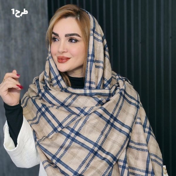 شال مخمل سرمه ای طرحدار