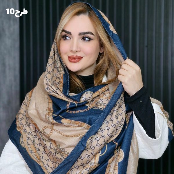 شال مخمل سرمه ای طرحدار 34700204 - Image 11