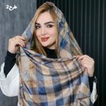 شال مخمل سرمه ای طرحدار