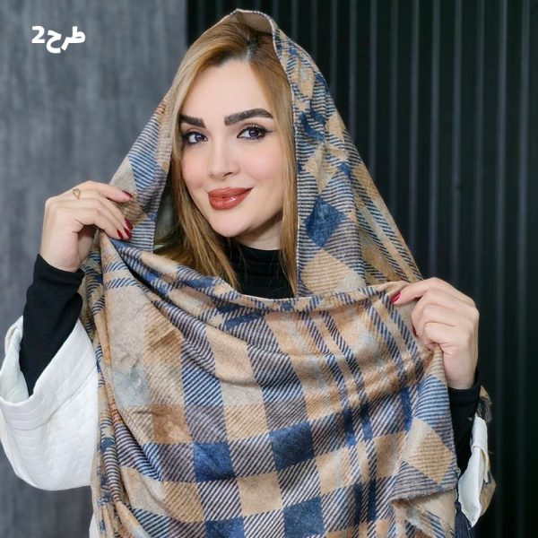 شال مخمل سرمه ای طرحدار