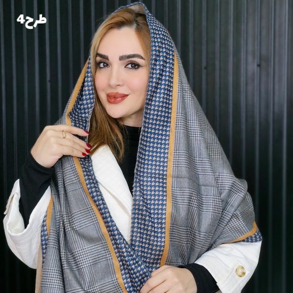 شال مخمل سرمه ای طرحدار