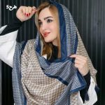 شال مخمل سرمه ای طرحدار