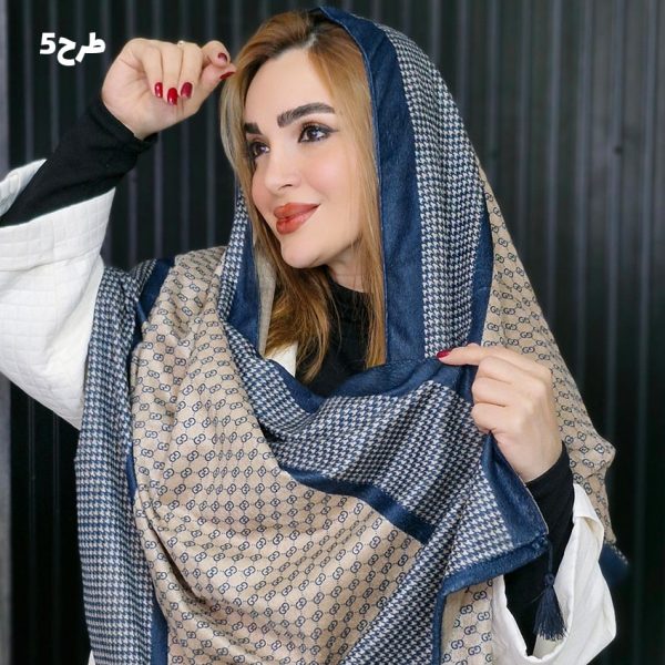 شال مخمل سرمه ای طرحدار