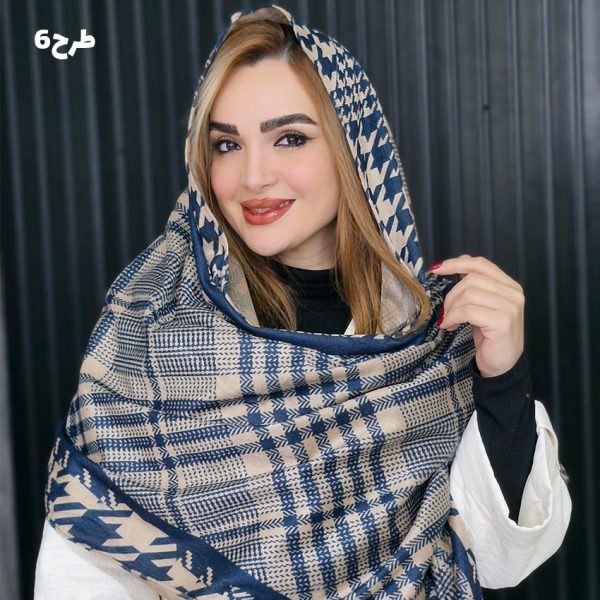 شال مخمل سرمه ای طرحدار