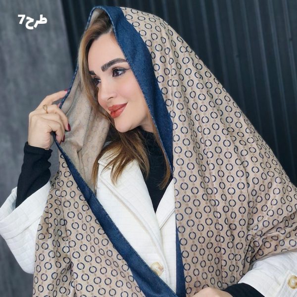 شال مخمل سرمه ای طرحدار