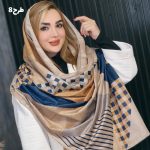 شال مخمل سرمه ای طرحدار