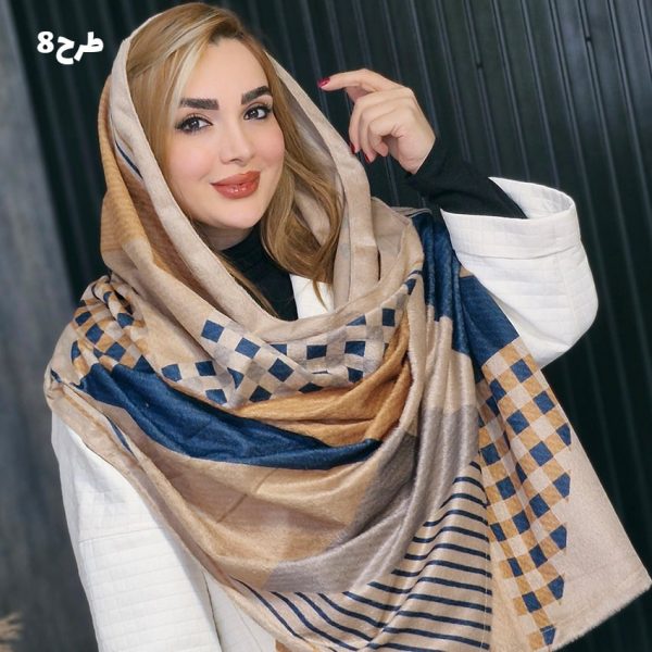 شال مخمل سرمه ای طرحدار