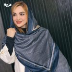 شال مخمل سرمه ای طرحدار