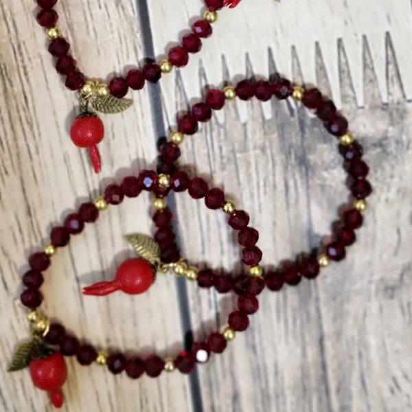 دستبند انار زرشکی سنگی - مانتو پاتریس رشت