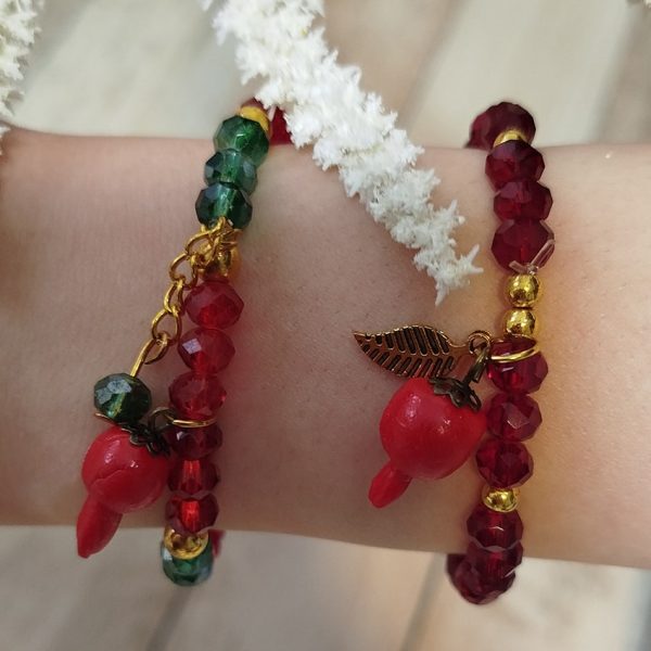 دستبند انار زرشکی سنگی -